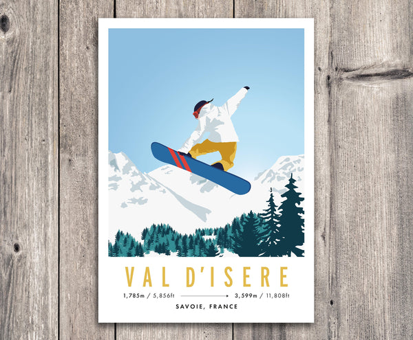 Val-D'isere, Savoie, French Alps Snowboarder Travel Poster