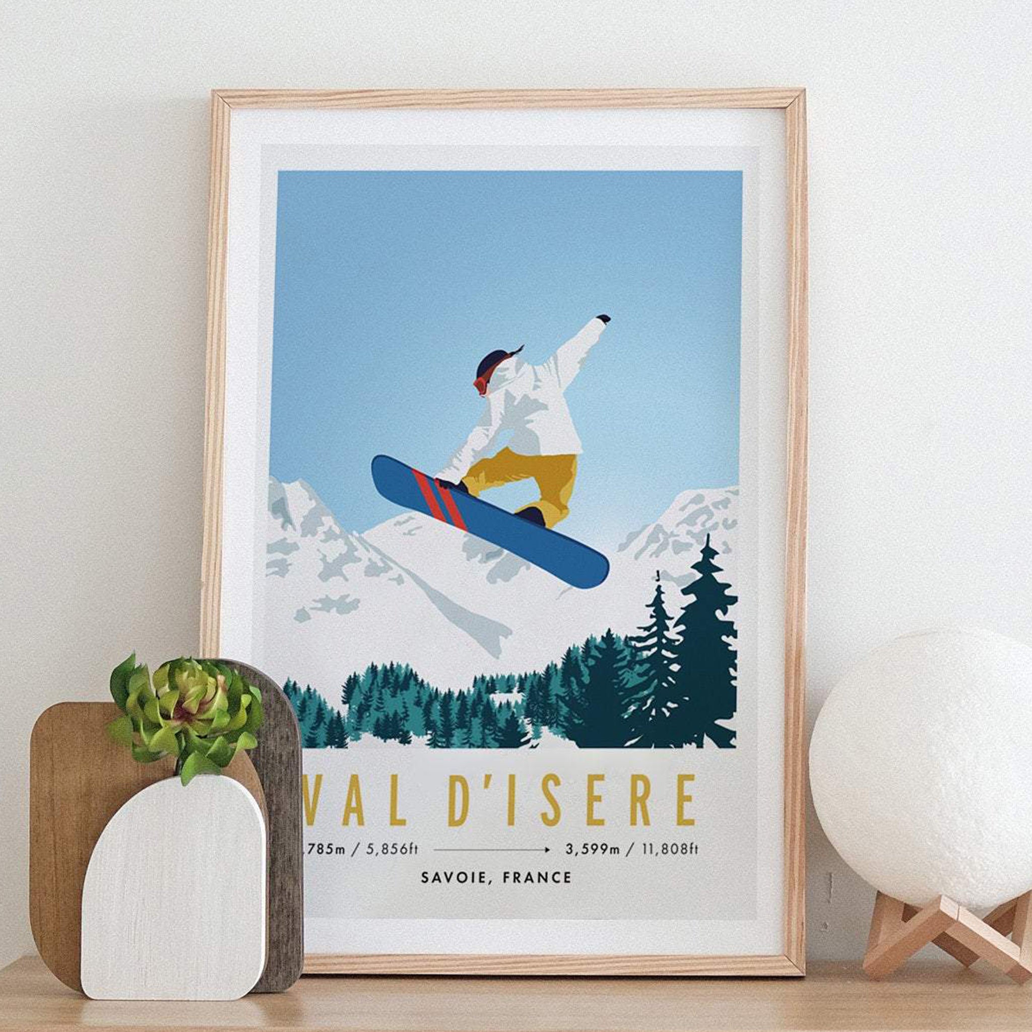 Val-D'isere, Savoie, French Alps Snowboarder Travel Poster