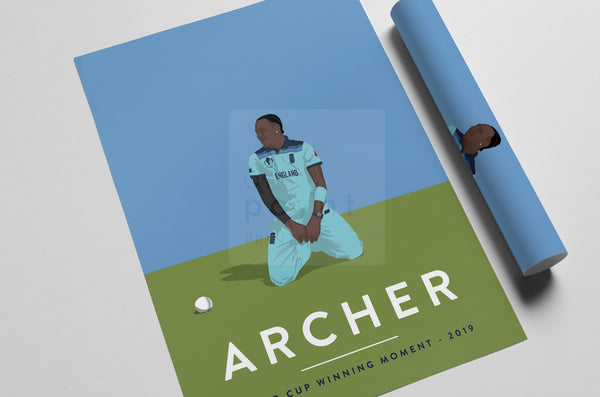 Jofra Archer Cricket World Cup Winning Moment Poster Print A3/A4