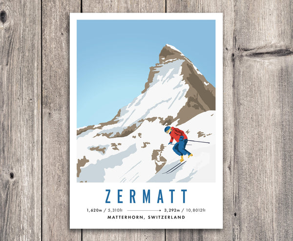 Zermatt, Matterhorn Switzerland Ski Travel Poster
