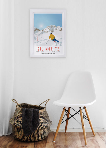 St. Moritz, Engadin, Switzerland Ski Travel Poster