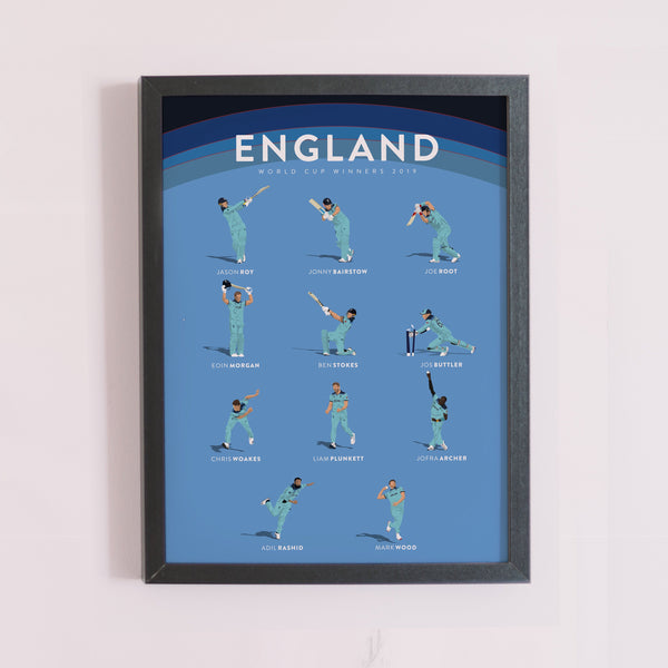 England Cricket World Cup Winning ODI Team Poster